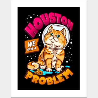 Funny Space Astronaut Cat Gifts Men Women Kids Cats Space Posters and Art